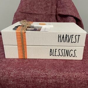 Rae Dunn “Harvest Blessings” decorative stacked books.